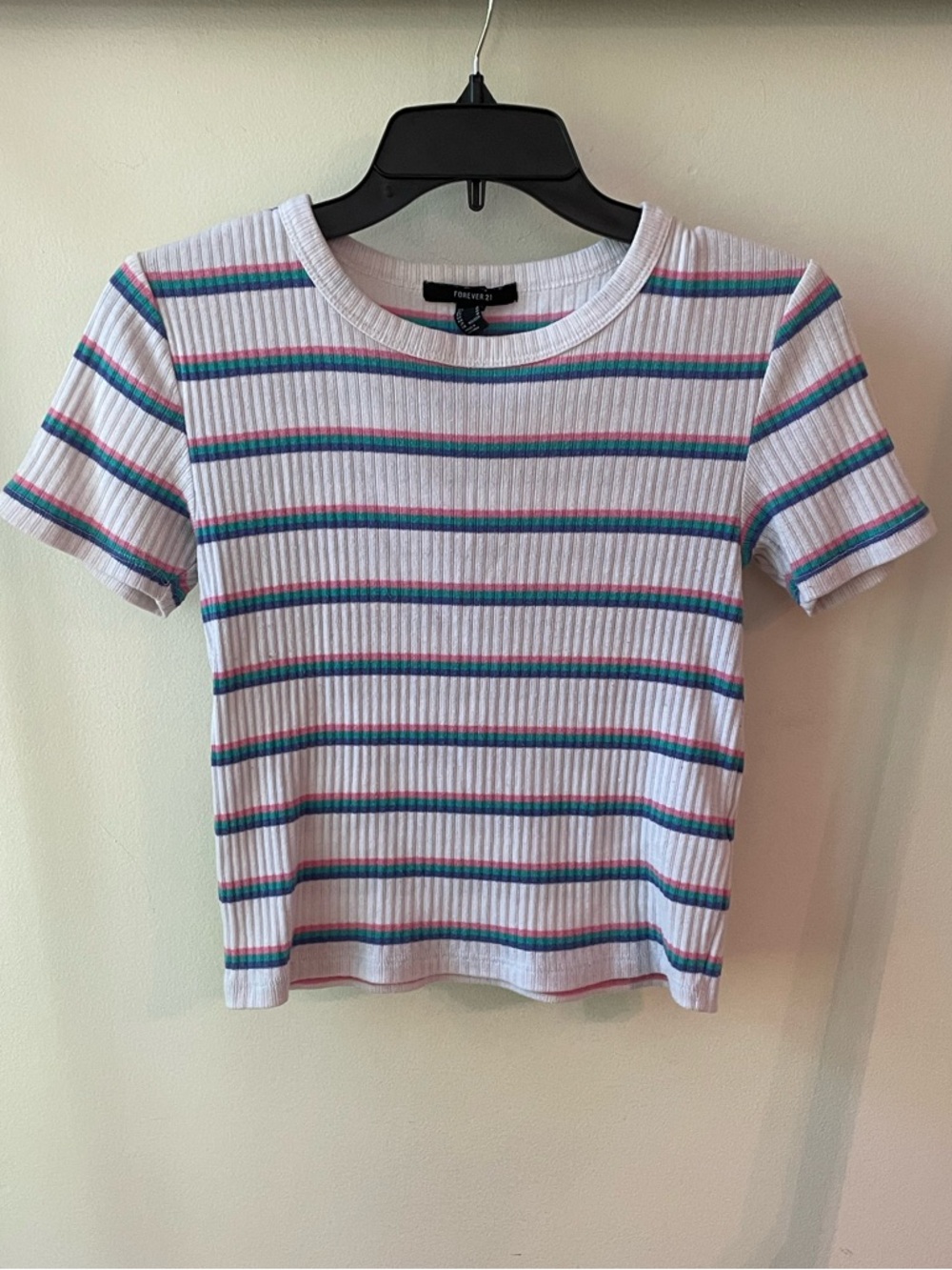 Forever 21 | Rib-knit Striped Retro 80’s/90’s Baby T-shirt